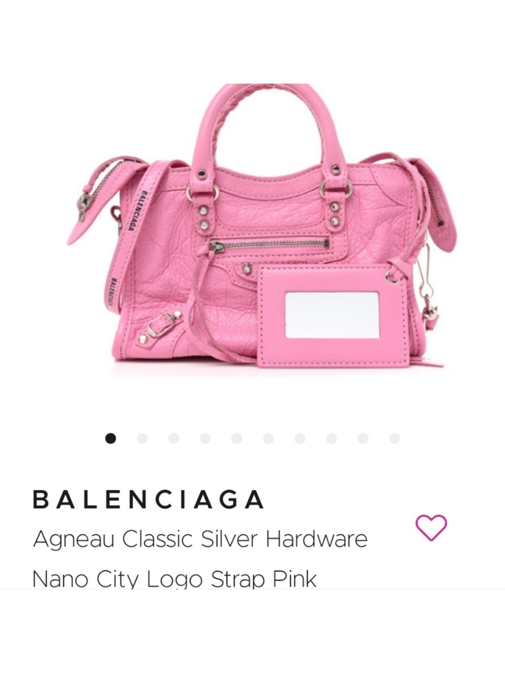 Balenciaga nano city logo strap pink